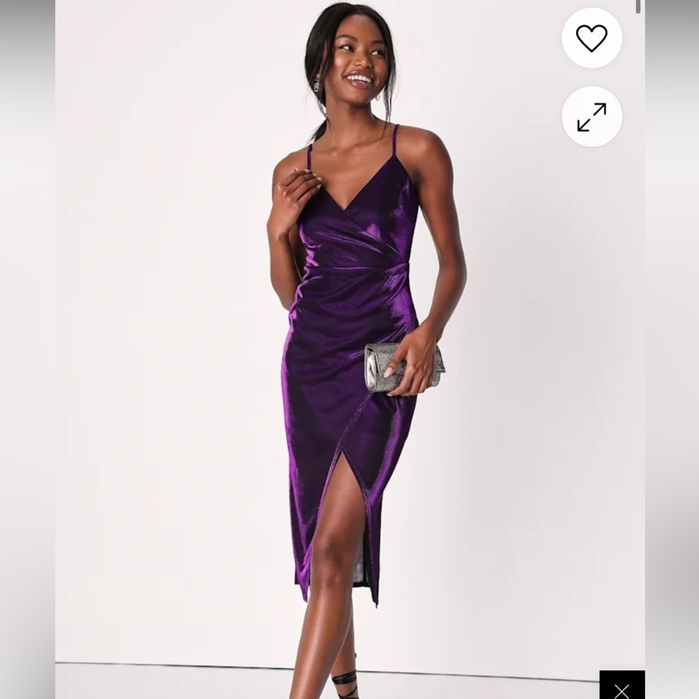 Lulu's Gotta Shine Deep Purple Velour Midi Dress